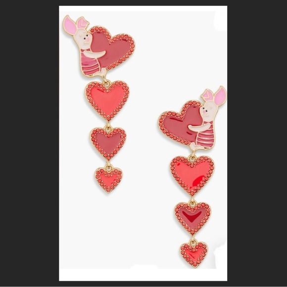 Disney Jewelry - Baublebar Disney Piglet Vertical Heart Drop Earrings NWT Valentine’s Day